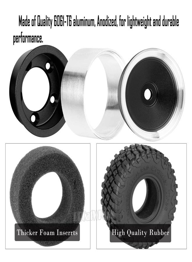 عجلات وإطارات BRCatWPark RC مقاس 1.0 بوصة لسيارات الزحف RC من طراز TRX4M بمقياس 1/18 و Axai1 SCX24 بمقياس 1/24، 4 قطع من جنوط العجلات المصنوعة من سبائك الألومنيوم مقاس 1.0 بوصة وإطارات مطاطية، مع حشوات إسفنجية، إطارات بايلوتشي - Image 5